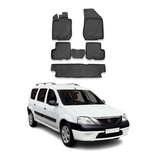 Tapis de sol voiture OMAC pour Logan MCV 2004-2012 noir en caoutchouc