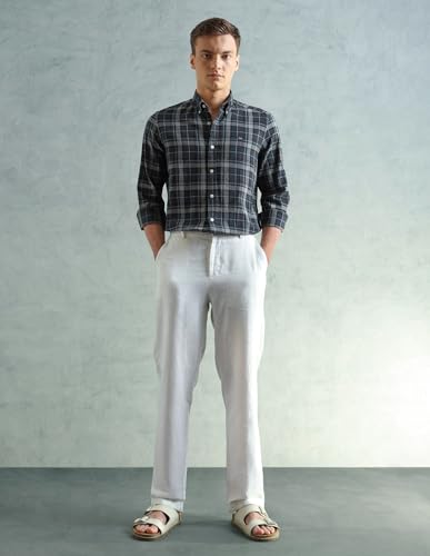 Image of Arrow Sport Men Slim fit Cotton Checked Long Sleeves Spread Collar Shirt
