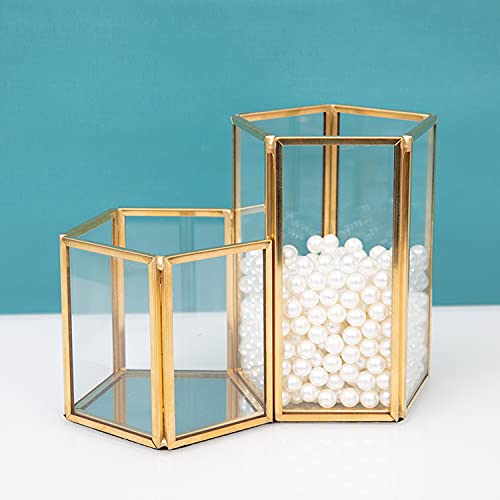 SLHEQING Makeup Organizer Gold Makeup Brush Holder Glass Cosmetic Organizer, Vintage Make up Storage - Image 4