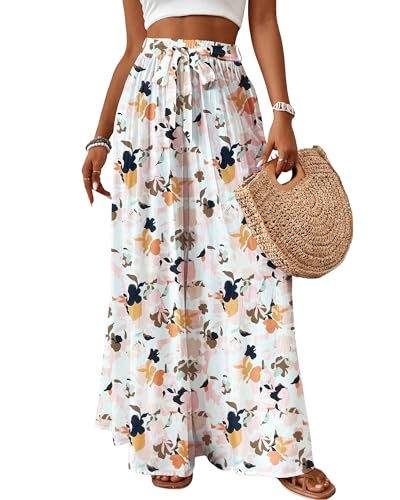Image of Bsubseach Women Wide Leg Pants Floral Flowy Palazzo Pants