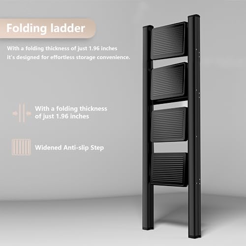 Image of DELAVALA 4 Step Ladder Folding Step Stool, Heavy Duty Load Stepladder, Small Kitchen /Closet Ladder for Adults /Kids, Lightweight Step Ladder 2 Step Folding with Anti-Slip Wide Pedal for Home