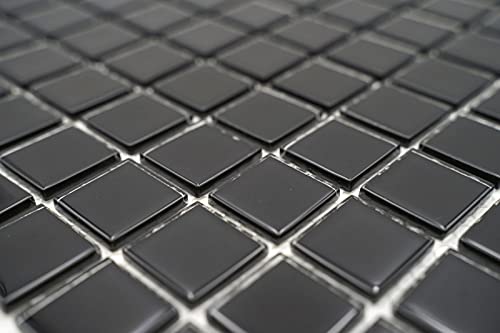 MOS60-0304 - Azulejos de mosaico de cristal traslúcido, color negro