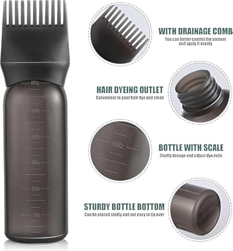 HIYON Hair Dye Applicator Bottle with Comb Nozzle | Refillable Squeeze Bottle for Oil, Color, or Shampoo | Root Touch-Up Tool for Hair Coloring | Leakproof Plastic | 3 Color Variants - Image 3 thumbnail