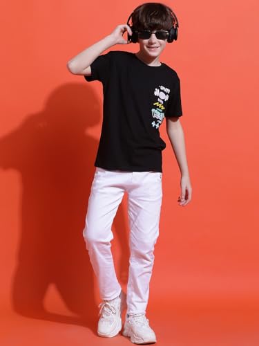 Image of Li'l Tomatoes Boys Cotton T-Shirt | Graphic Printed Half Sleeve Casual Summer Wear | Soft & Breathable | 9-16 Years