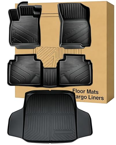 Floor Mats Cargo Liners Compatible with 2023-2026 Honda AccordAll Weather Protector Waterproof Durable Anti-Slip Odorless Custom-fit Front Rear Rows Back Trunk Tray Full Set Carpet Liner