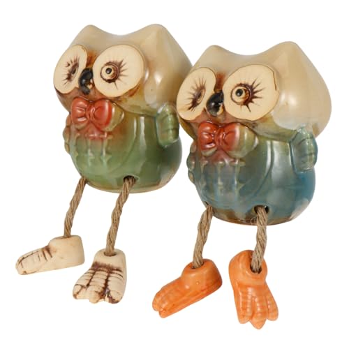 Figurine de hibou en céramique pour étagère et bureau salon ornements mignons assis