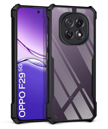 Image of WOW IMAGINE Shock Proof Clear Protective Back Case for Oppo F29 5G - AirEDGE Technology | 360 Degree Camera Protection | Transparent Hybrid Back Case Mobile Cover - Black