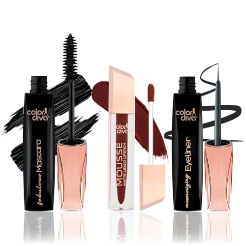 Image of Adbeni Value Pack, Mousse Matte Liquid Lipstick With Eyeliner & Mascara, 5.5ml Each | Long Lasting, Water & Smudge Proof, Light Weight, 14 Hour Long Stay, Pack Of 3 (Sizzling Slayer 197)