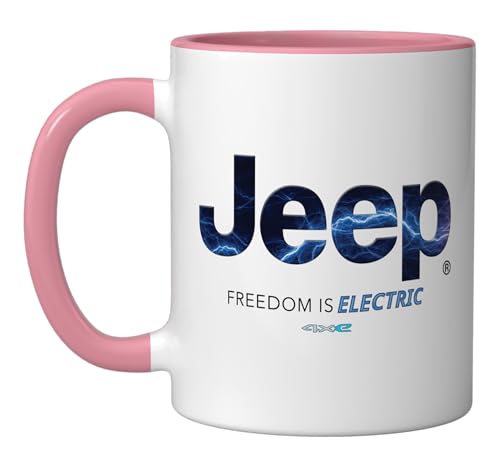 Taza de cerámica Jeep Lightning Freedom Is Electric 11 oz pink/white miniatura 1