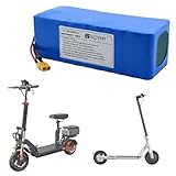 La batterie pour trottinette électrique 36 V est disponible dans les capacités suivantes : 6 Ah, 7,2 Ah, 8 Ah et 10 Ah. Dimensions : 194 × 40/57/75 × 68 mm. Poids : 1 à 3 kg.