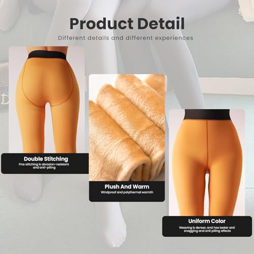 Image of Caprilite Women Fleece Lined Tights-Fake Translucent Leggings High Waist Pantyhose Sheer Thick Warm Tights For Women