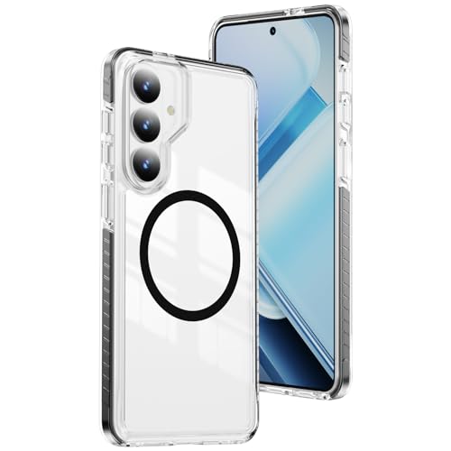 DEERLAMN Magnetic Clear Case for Samsung Galaxy S26 6.3-Inch,[Fit for Magsafe][Military Grade Drop Protection] Transparent Slim Fit Non-Yellowing Shockproof Protective Phone Cover,Black