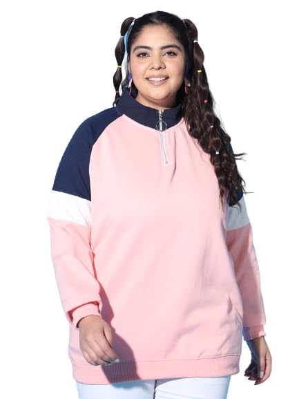 austivo Women's Fleece Pink Full Sleeve Solid Plus Size Sweatshirt(6284A_5XL)-picture-50