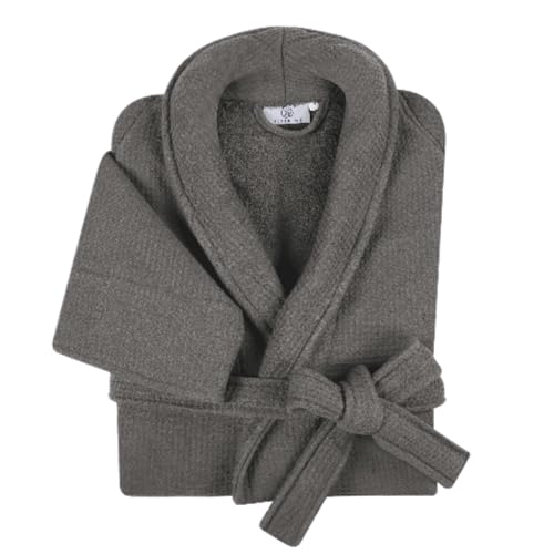 HOMECITY Waffle Weave Cotton Unisex Bathrobe with Belt, Soft and Absorbent Robe for Men and Women Bath Essentials Robes