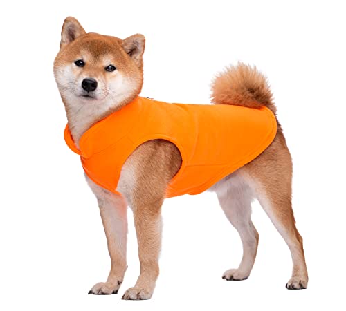 Dogs Jumpers Soft Fleece Vest, Cold Weather Jacket with Leash Ring for Small Dogs (Small, Orange), Small (for Chest 13.3inch)