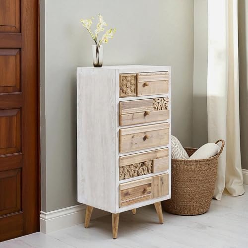 Image of The Attic Duns Drawer Chest, Kitchen and Living Room Storage, Solid Wood, Natural Matte Finish