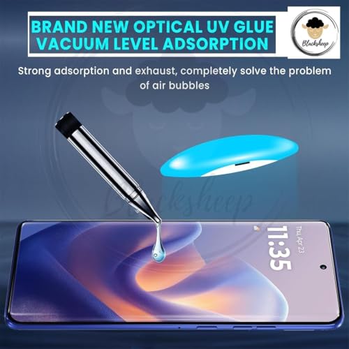 Image of BLACKSHEEP HD+ UV Tempered Glass Screen Protector Guard Compatible For Realme 12 Pro 5G / Realme 12 Pro Plus 5G Full Adhesive UV Curved Case Friendly HD Clarity with easy installation kit
