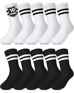 Kyopp 10 Paar Socken Kinder Jungen und Mädchen Knöchelsocken Atmungsaktiv Sneaker Gestreift Crew Socks