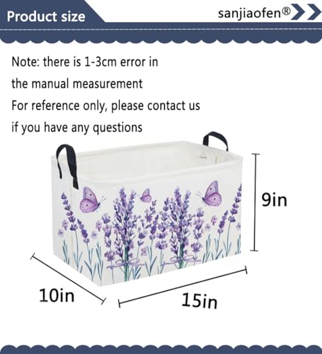 Image of Sanjiaofeng Rectangular Kids Basket Flower Storage Bins,Girls Storage Basket with Handles.Clothers,Books,Kid's Gifts Bins. (lavender)