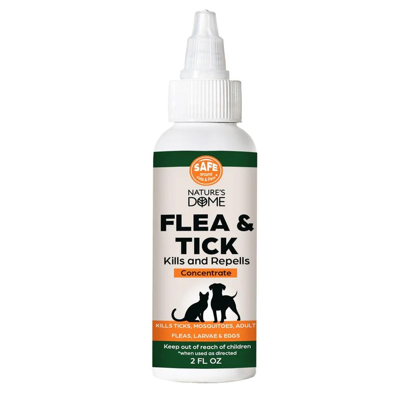 Image of Flea Spray for Home - Nature's Dome Flea & Tick Concentrate 2 oz | Mix with Water, Makes a Full Spray Bottle | Kills & Repels Fleas and Ticks on Carpets, Furniture, Bedding & Pet Areas | Plant-Based