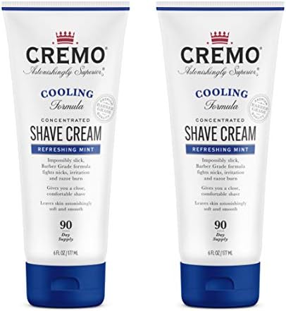 Cremo Barber Grade Cooling Shave Cream, Astonishingly Superior Ultra-Slick Shaving Cream Fights Nicks, Cuts And Razor Burn, 6 Fl Oz (2 Pack)