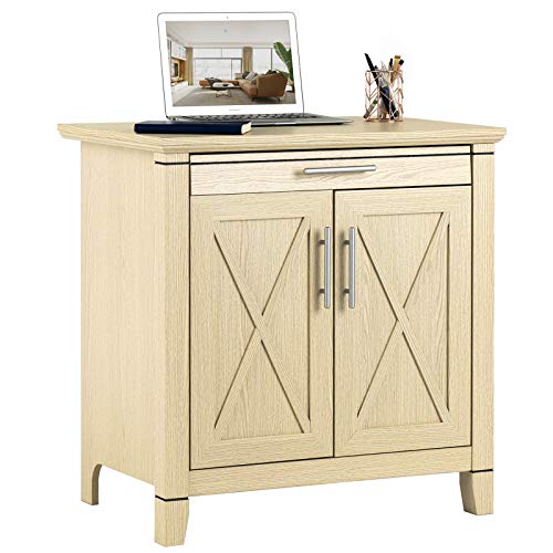 mecor 2-in-1 Multifunctional Secretary Desk with Keyboard Tray and Storage Cabinet in Natural