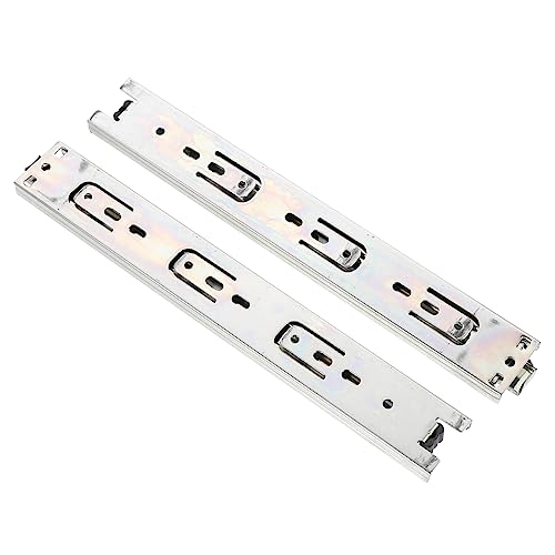 Veemoon 2 Pares Rieles deslizantes para muebles rieles deslizantes del cajón correderas de cajón de tres secciones gavetas guias rieles para cajones guías deslizantes para cajones Silver
