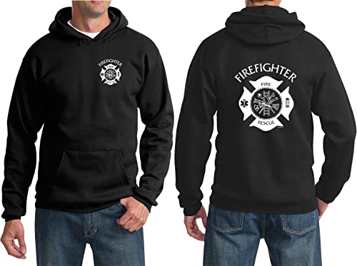 Firefighter Fire Rescue Pullover Hoodie Front and Back4