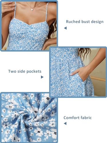 Image of YATHON Summer Casual Dress for Women 2025 Vacation Beach Dresses Adjustable Spaghetti Strap Sundress with Pockets