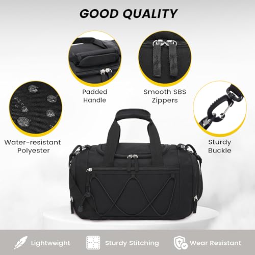 Image of Vorspack Gym Bag for Women - 15 Inches Small Duffle Bag for Travel Lightweight Duffel Bag Personal Item Travel Bag Weekender Bag for Travel Sports Gym - Black
