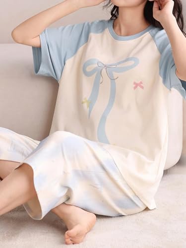Image of Lymio Womens Korean Night Dress | Full Pyjama Set | Korean Nightsuit | Women Nightwear |Round Neck Full Sleeve Nightsuit | Loungewear | Everyday Nightdress (W-ND-2)