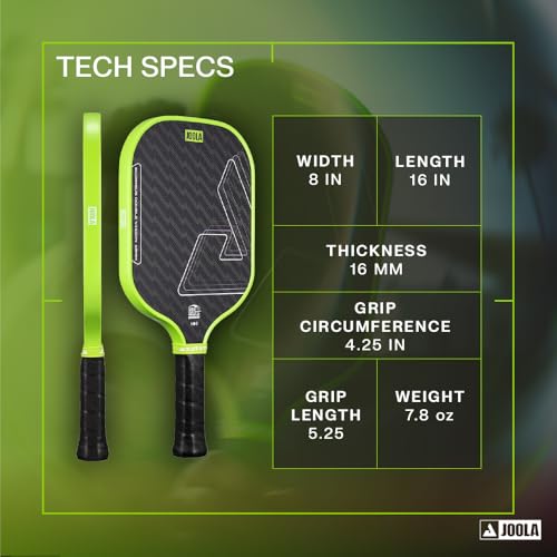 Image of JOOLA Double Vision 16mm Pickleball Paddle - Signature and Standard Shape - Aramid Surface for Softer Responsive Touch - SK Film for Reduce Vibration - USAP Approved - NFC Chip Enabled
