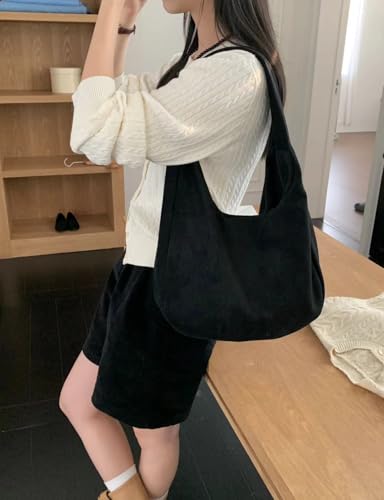 Vintage Suede Shoulder Bag for Women Lazy Casual Tote Bag Soft Magnetic Buckle Handbag Hobo Bag2