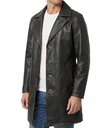 Image of Decrum Leather Coat Men - Casual Car Coat Style Real Lambskin Mens Leather Coat