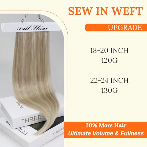 Image of Full Shine 22 Inch Double Weft Hair Extensions 130G Ash Blonde Hair | Color P18 /613 Ash Blonde Highlight Bleach Blonde, Double Weft Human Hair, Straight Hair, Event Styling, Women Looks