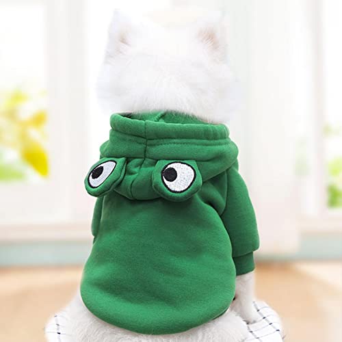 Stronrive Hunde Hoodie, Niedlicher Form Pullover, Hundekostüme Für Haustiere, Lustiger Halloween Kleiner Hundefrosch Kostü, Jacke Mantel, Warmer Polyester Winter Grün Hundekleidung (S//L/XL)