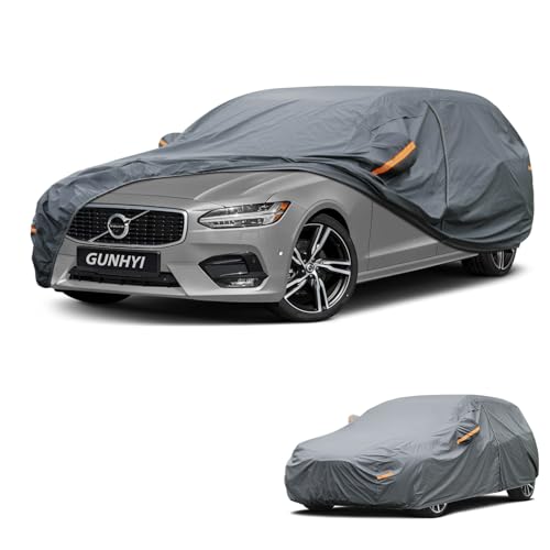 Image of GUNHYI Premium Car Cover Custom Fit Volvo V90, 16 Layers Heavy Duty Car Cover Waterproof All Weather with Zipper Door for Sun Rain Snow Dust Uv Protection