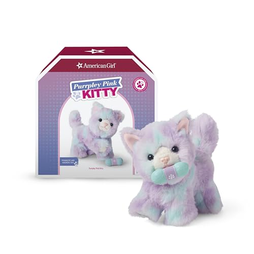 American Girl Truly Me 18-inch Doll Pet Purrpley Pink Kittycat with Magnetic Mouth to Hold Her Yarn Toy For Ages 6+