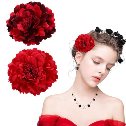TEOZBLU 2 Pcs Fleur Pour Cheveux,Style Flamenco,Pour Coiffure De Mariée,Épingles à Cheveux En Forme, Broche Corsage,Accessoires Clip Cheveux Pour...