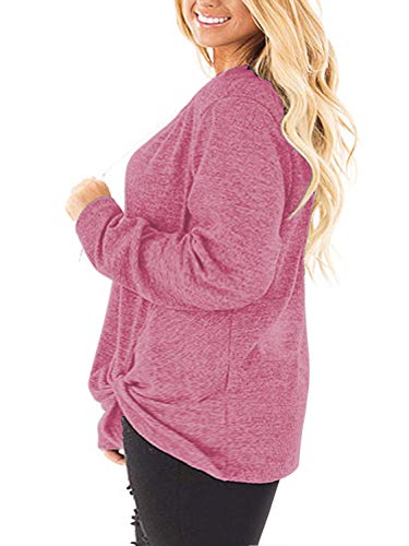 Image of DOLNINE Womens Plus Size Knotted Tops Long Sleeve Tee Shirts Loose Casual Blouse