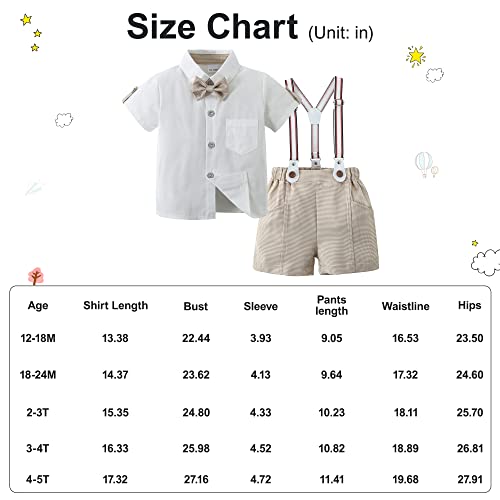 Soloyee Toddler Boy Clothes Suits Little Boy Summer Dress Short Sleeve Shirt + Bowtie + Suspender Pants Outfits Kid Gentleman Wedding Outfit Sets 1-5 Years #TOP4