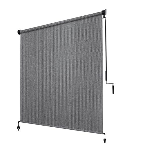 KANAGAWA Outdoor Roller Shade 11'X8' Light Grey Exterior Cordless Patio