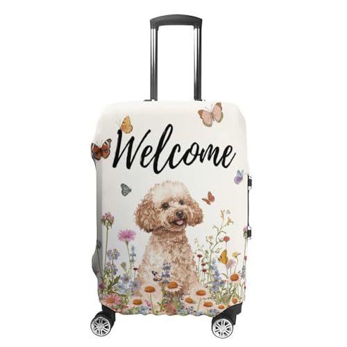 Poodle Among Flowers Travel Suitcase Protector Luggage Cover Protective Washable Anti-scratch Baggage Cover