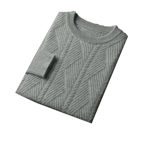 Men’S Thickened Round Neck Business Sweater Long Sleeve Twist Knit Winter Warm Pullover Wool Base Layer