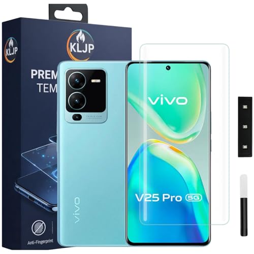 Image of Advance HD+ UV Tempered Glass Screen Protector For Vivo V25 Pro (Pack of 1) Full Adhesive UV Curved Screen Protector Case Friendly HD Clarity with installation kit
