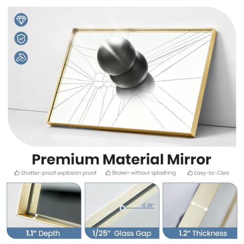 Image of NEWBULIG 24 inchx40 inch Vanity Mirror, Bathroom Mirrors for Over Sink, Gold