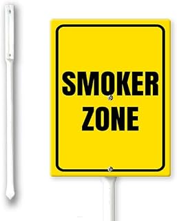 Smoker Zone Yard Sign with Stake 4.6 x 6 inch Aluminum Sign,Easy to Install