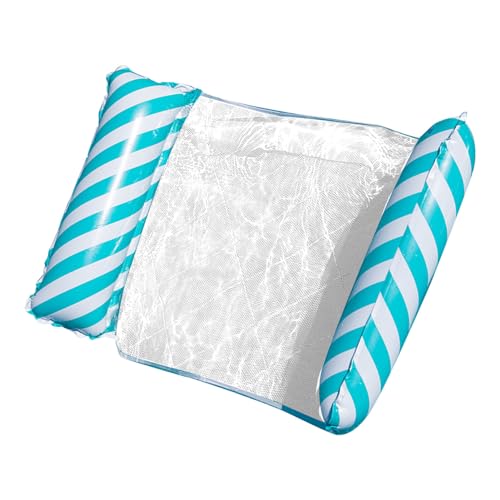 Masyrt Pool Float Water Hamaca, Hamaca Inflatables para Adultos, PVC Relaxing Pools Lounger Silla, Hamacas de Aguas Inflables Portátiles Plegable con Red para Verano (Azul)