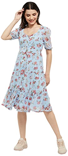 Image of Max Women Floral Printed Sweetheart Neck Midi A-Line Dress