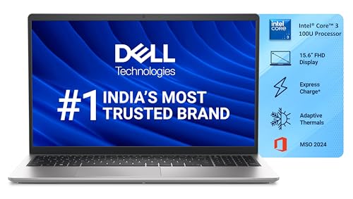 Image of Dell 15 (Previously Inspiron) Laptop, 14th Gen Intel Core i3 /Core 3 100U Processor, 8GB, 512GB, Intel UHD Graphics, 15.6 inch FHD IPS 250nit Display, 12m Mcafee, Win 11 + MSO'24, Platinum Silver, 1.63kg